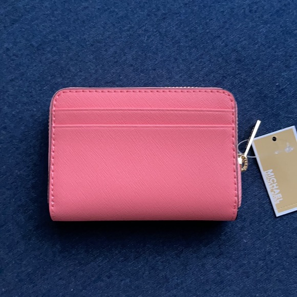 Michael Kors Medium ZipAround Card Case Wallet Grapefruit Leather - Picture 3 of 16